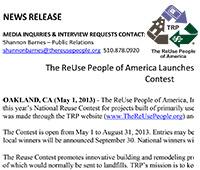 The ReUse People of America Launches 2013 National Reuse Contest